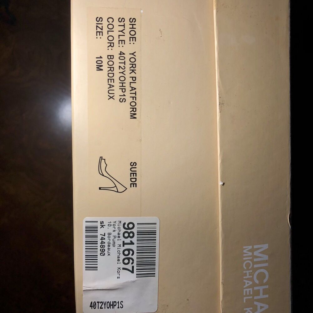 MICHAEL KORS YORK PLATFORM WOMENS SUEDE HEELS SLIP-ON SHOES 10M New In Box - Picture 7 of 8